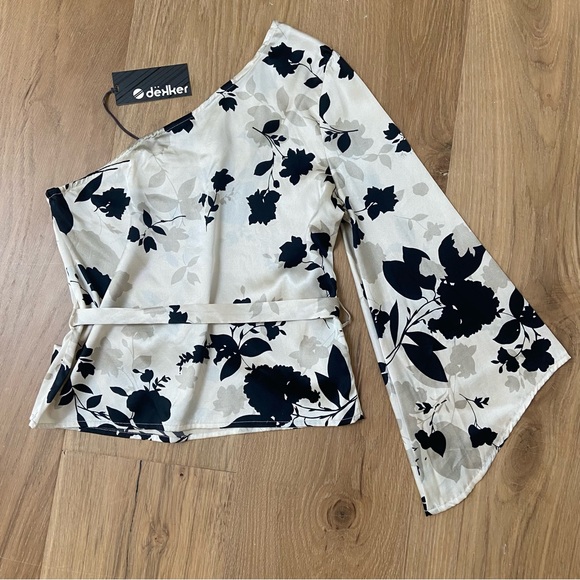 Silk one-shoulder floral blouse - Picture 3 of 4